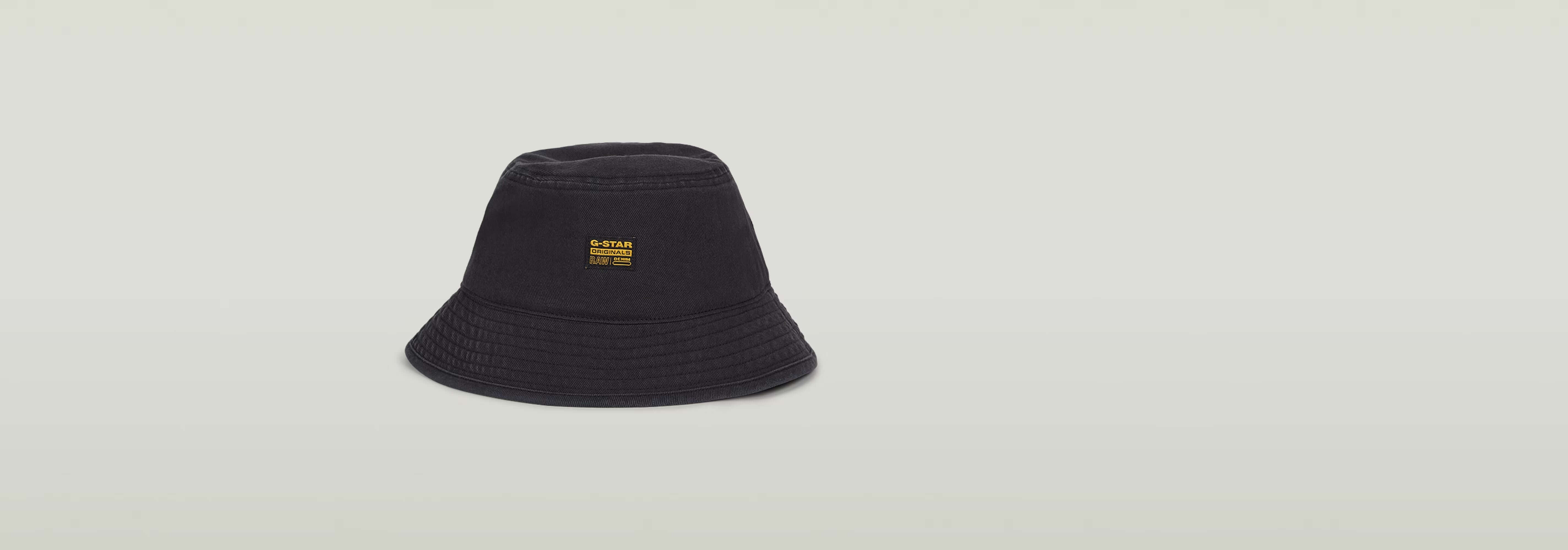 Sombrero de pescador Originals en denim negro con etiqueta G-STAR, adecuado para estilo unisex y uso diario.