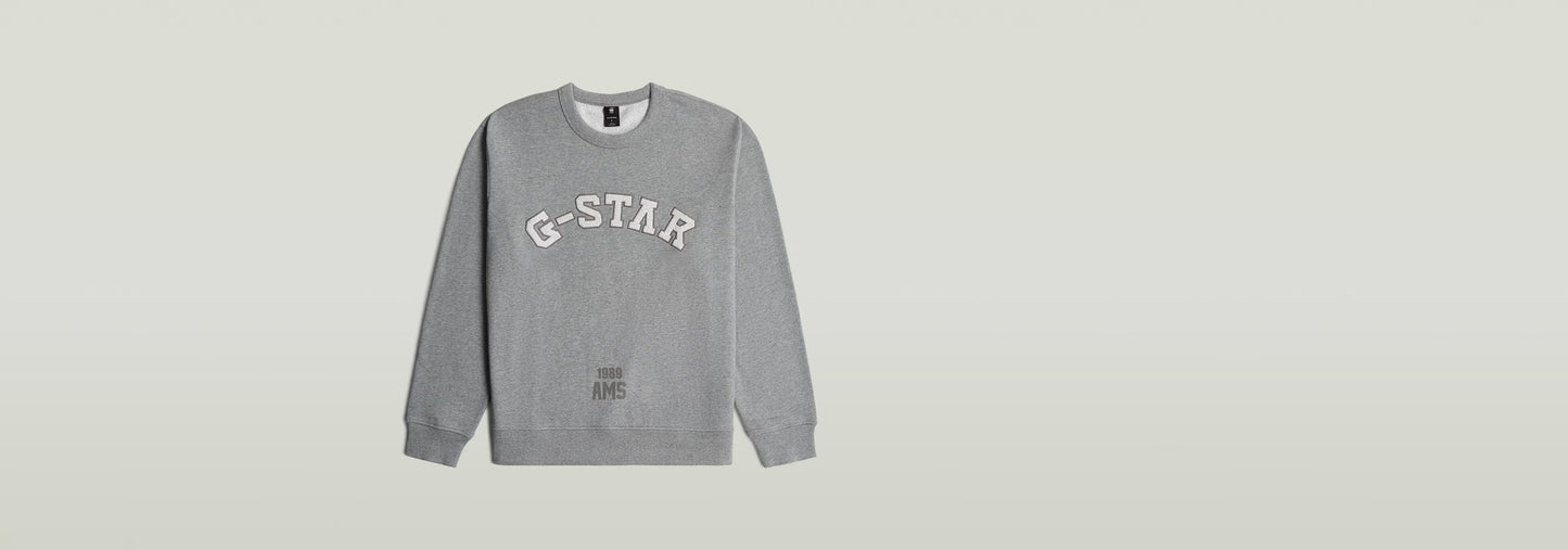Sudadera Applique gris G-Star con diseño gráfico y corte relajado, ideal para un look casual y cómodo.