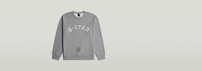 Sudadera Applique gris G-Star con diseño gráfico y corte relajado, ideal para un look casual y cómodo.