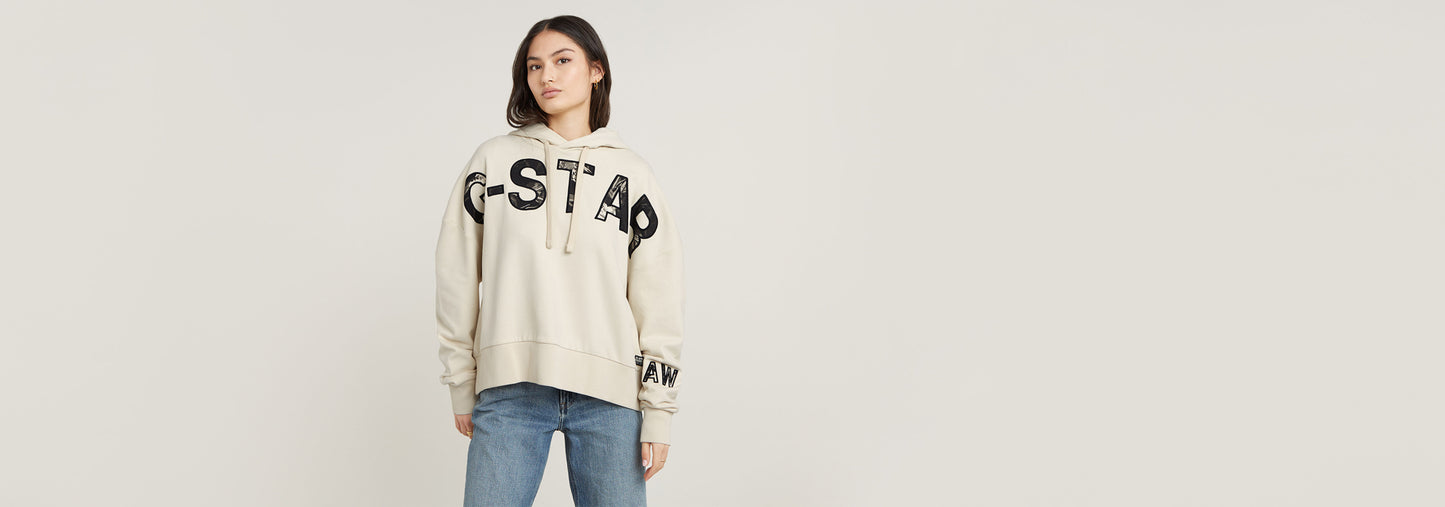 Sudadera Con Capucha Embro Print Oversized