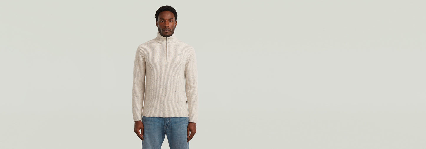 Suéter de punto Double Collar Half Zip
