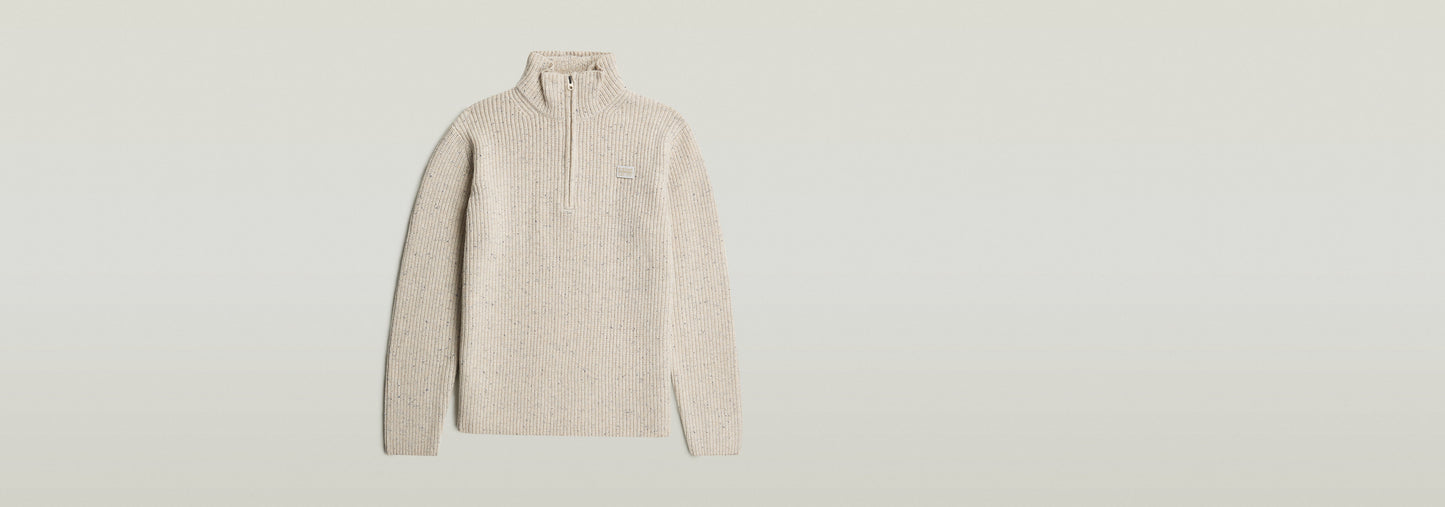 Suéter de punto Double Collar Half Zip