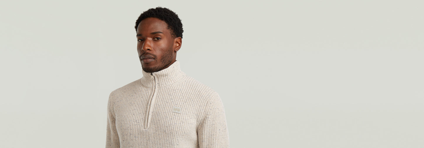 Suéter de punto Double Collar Half Zip