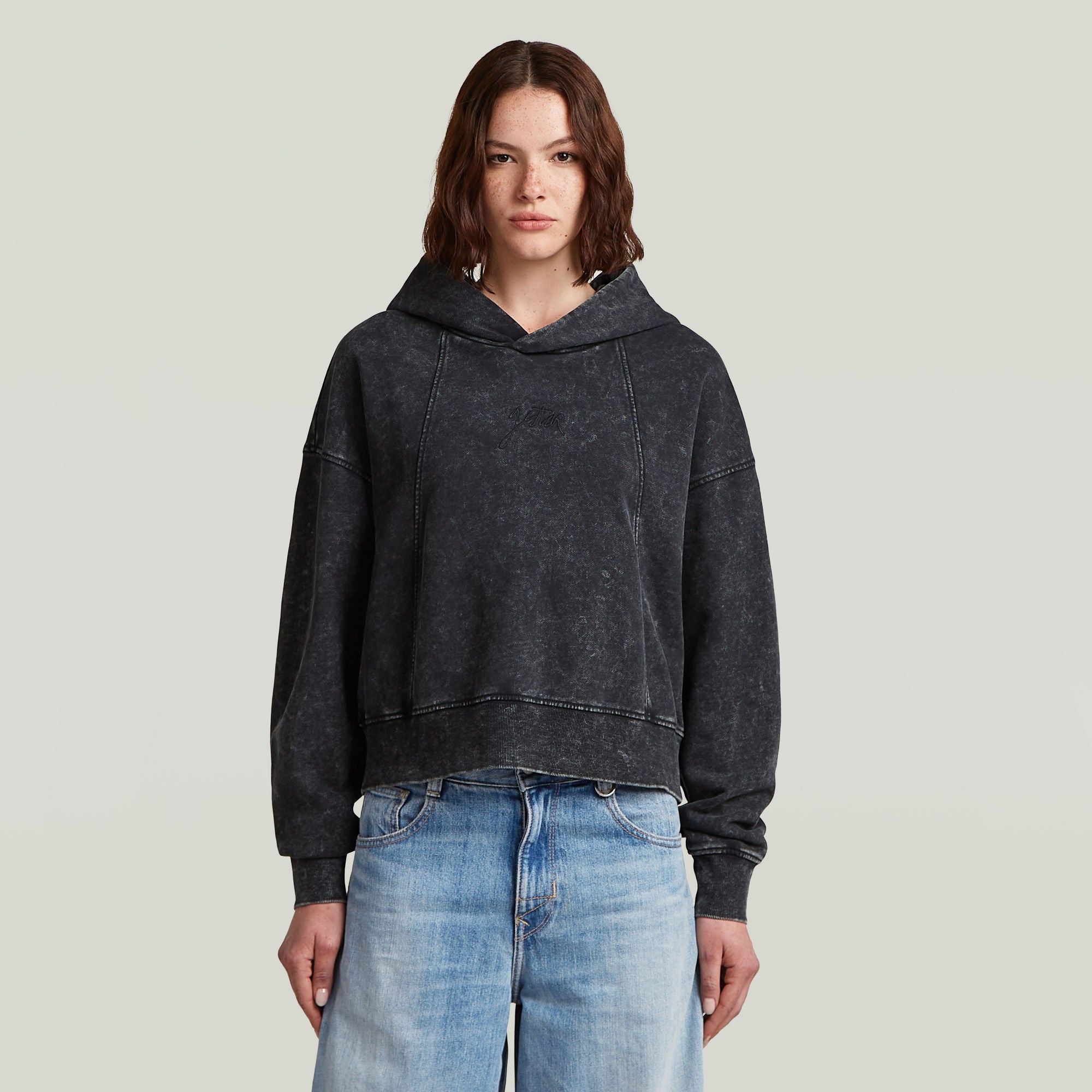 Suéter Washed A Line Script con capucha