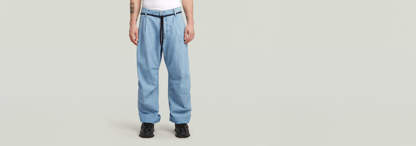 Jeans denim 3D plisados