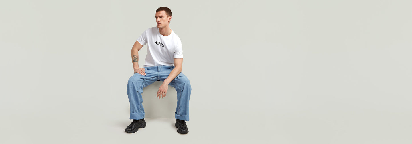 Jeans denim 3D plisados
