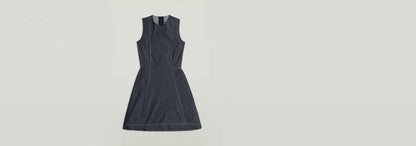 Vestido Short Flared de algodón, diseño corto y acampanado con tirantes anchos y cierre de cremallera.
